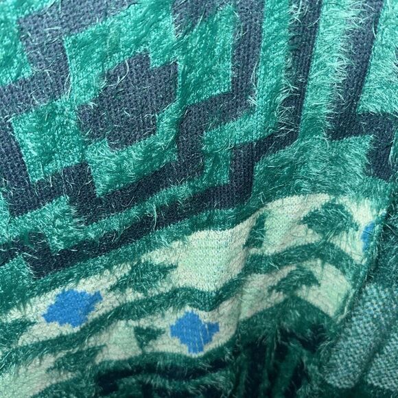 FREE PEOPLE Women's Diamondback Boho Aztec Geometric Cozy Kimono In Emerald O/S - Picture 5 of 7